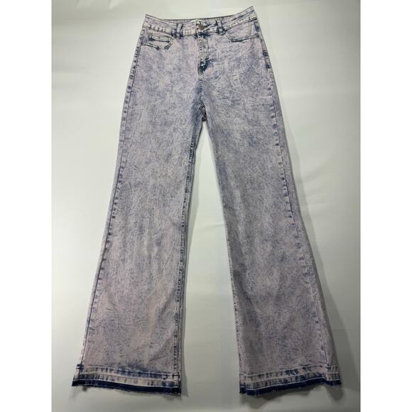 Fashion Nova Women's Wide Leg Acid Wash Pink Denim Jeans - Size 7 (28x32.5) - Picture 1 of 6